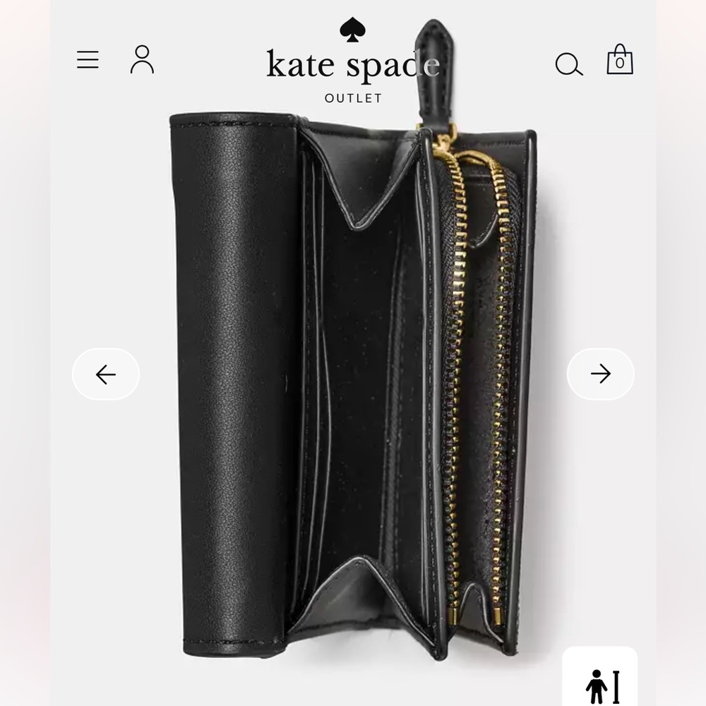 NWT Kate Spade Bridgette Black Crinkle Patent Small Black L-Zip Wallet - Picture 3 of 5